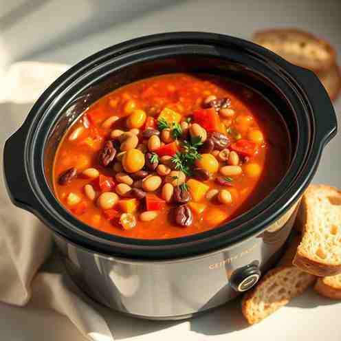 Hearty Slow Cooker Bean Stew - Crockpot Recipe